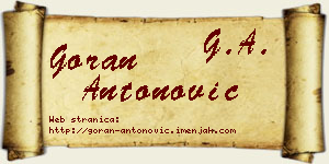 Goran Antonović vizit kartica